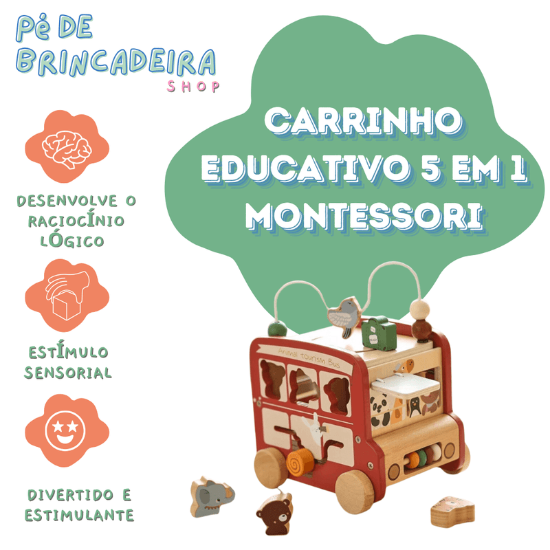 Carrinho Educativo 5 em 1 Montessori