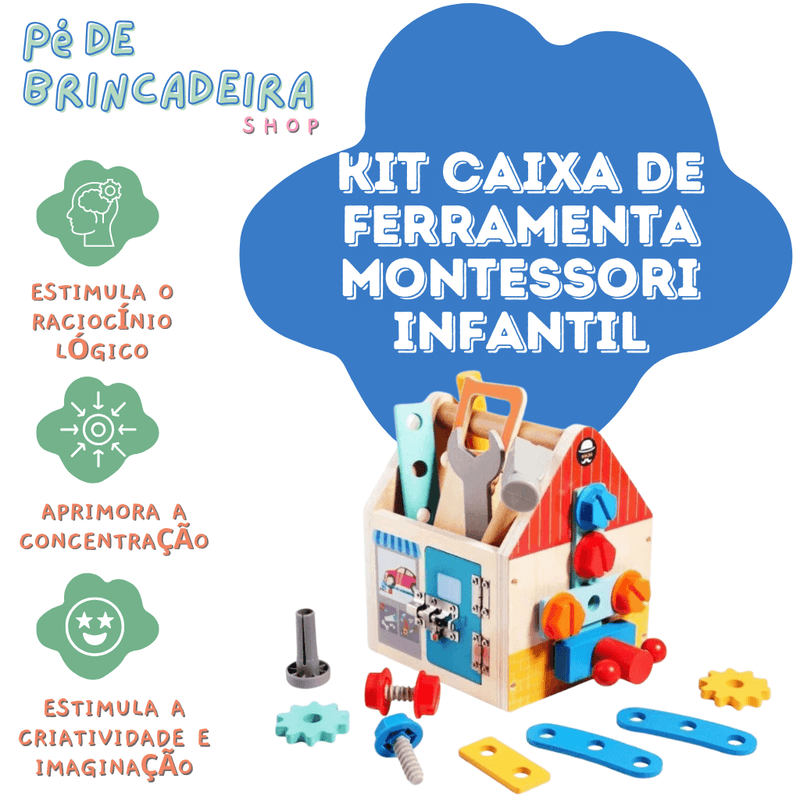 Kit Caixa de Ferramenta Montessori Infantil