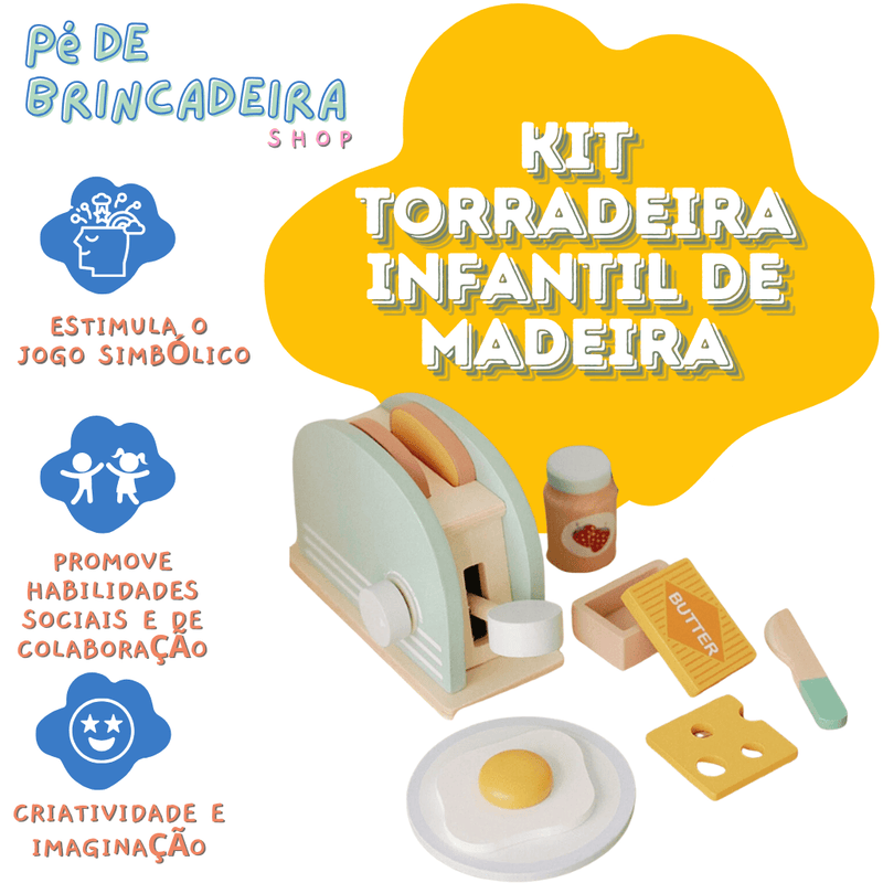 Kit Torradeira Infantil de Madeira