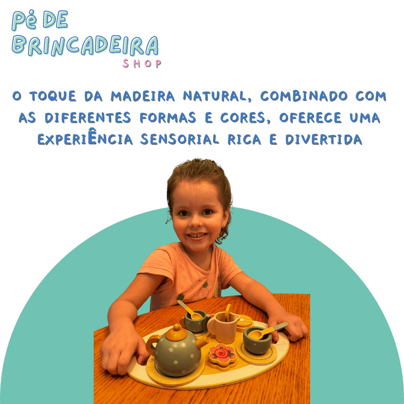 Conjunto de Chá de Madeira Infantil