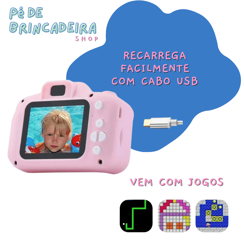 Mini Câmera Digital Infantil X2 (BRINDE 1 Capa Protetora)