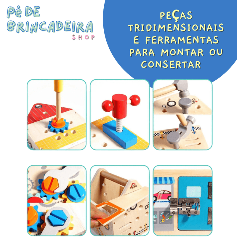 Kit Caixa de Ferramenta Montessori Infantil