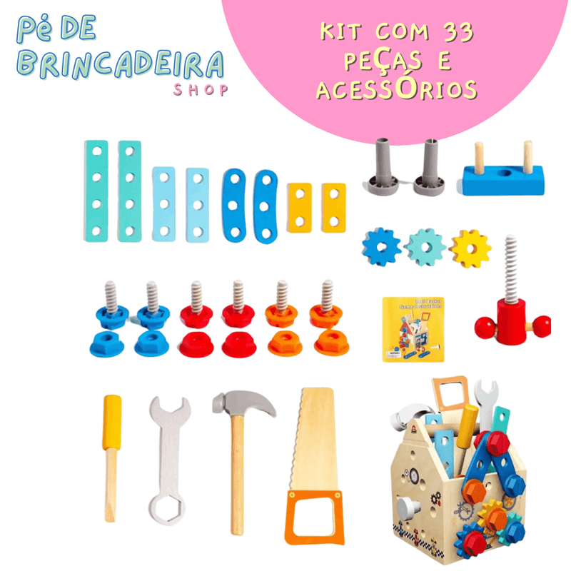 Kit Caixa de Ferramenta Montessori Infantil