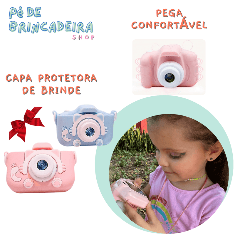 Mini Câmera Digital Infantil X2 (BRINDE 1 Capa Protetora)